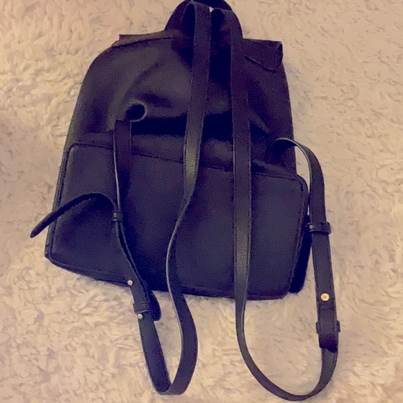 Topshop Black Faux Leather Backpack